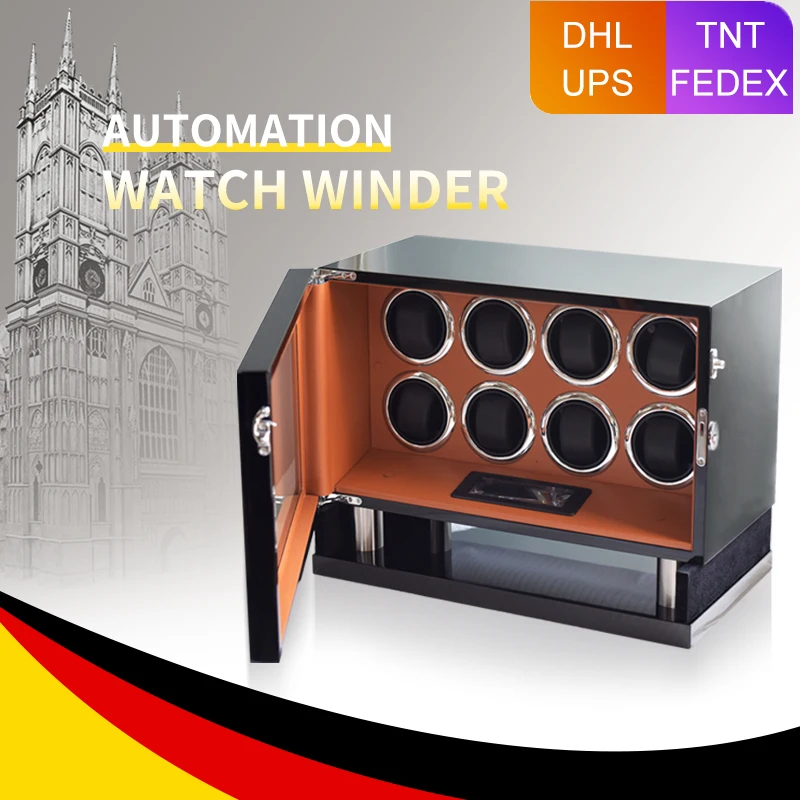 MELANCY High Quality Watch Winder for Automatic 8 Slot Watches with Mabuchi Motor LCD Touch Screen Safe Wooden Watch Box