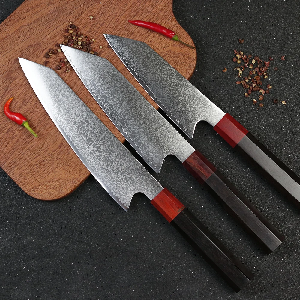 Octagonal Ebony Handle 67 Layers VG10 Damascus Steel Blade 7 Inch Chef Knife Multifunctional Slice Cooking Tool EDC Knife