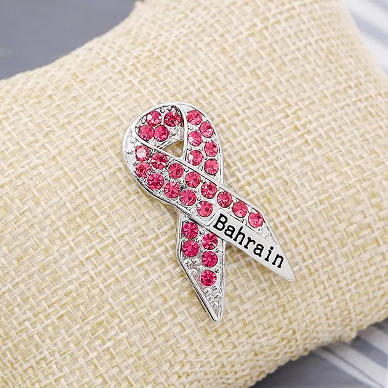 Creative New Bahrain Ribbon Brooch Inlay Pink Rhinestone Bow Tie Badge Men and Women Fashion Clothes Suit Decor Pins