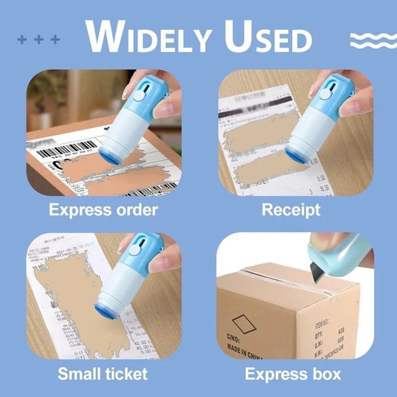 Líquido de corrección de papel térmico con cuchillo para desboxear, herramienta de información de distorsión fuera de la Caja, envío directo