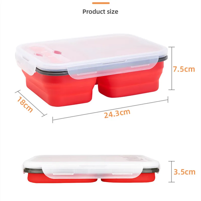 1100ml Silicone Collapsible Portable Lunch Box Large Capacity Bowl Lunch Bento Box Folding Lunchbox Eco-Friendly