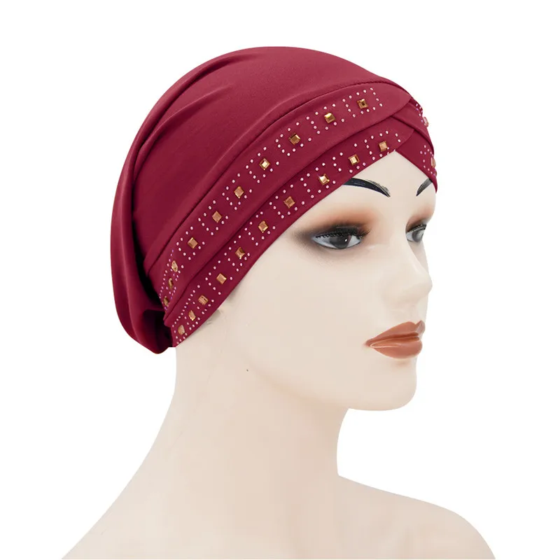 Hijab Caps Muslim Turban Hat Islamic Underscarf Bonnet Solid Color Hijab Ethnic Pastoral Style Muslim Hijab Wrap Head for Women