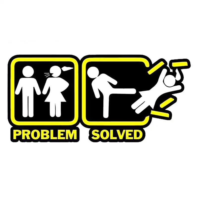 Problem Solved Funny Car Stickers and Naughty Decals Waterproof Scratch-Proof Door Wall Auto Decoration