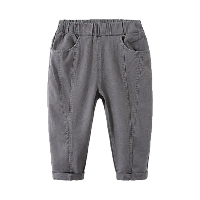 2024 Spring Autumn New Arrival 2 3 4 6 8 10 Years Children Clothing Solid Color Pocket Long Trousers Kids Baby Boys Loose Pants