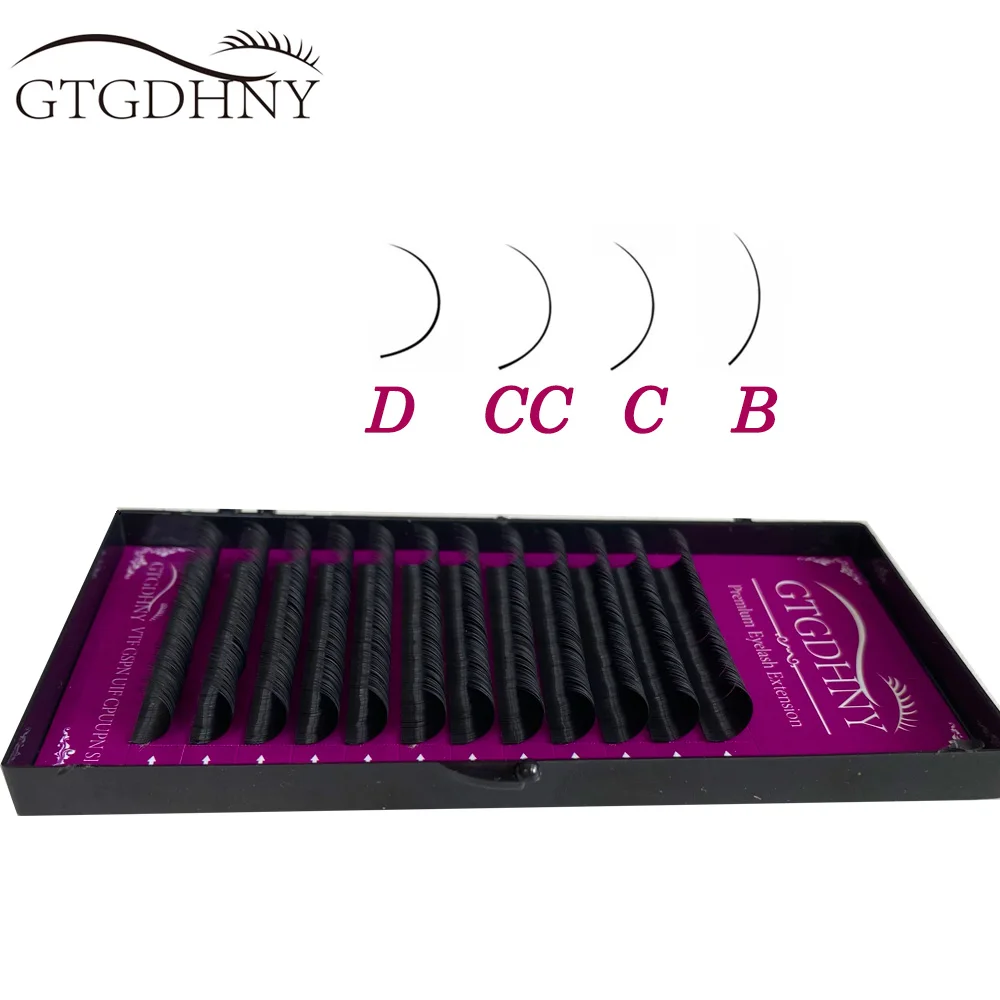 GTGDHNY Faux Mink Eyelash Extension C D L  L+ Individual Eyelashes Matte Black Russian Volume Private Label Lashes Makeup Cils