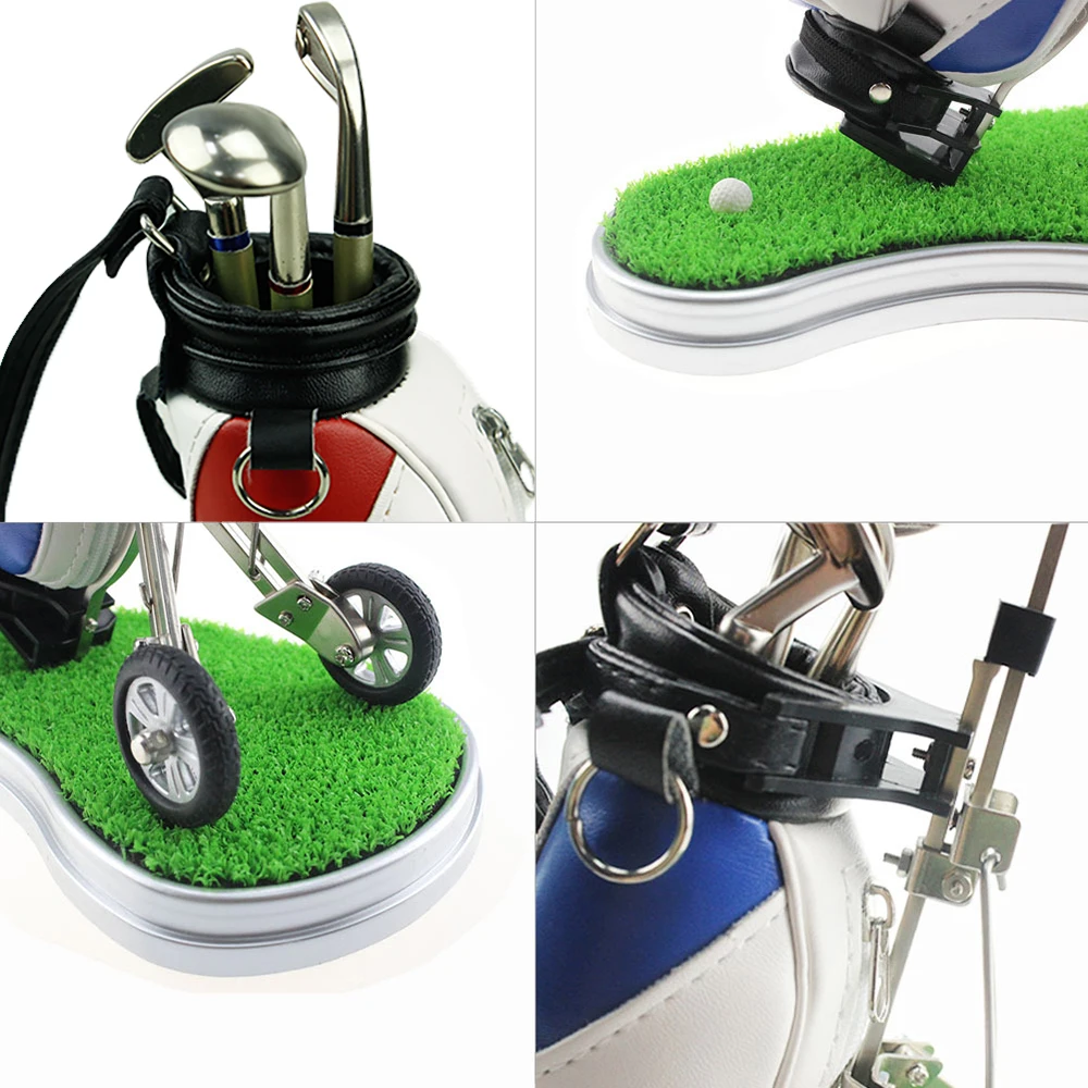 Mini carrito de golf, bolsa con ruedas, portalápices, decoración de escritorio, regalo novedoso