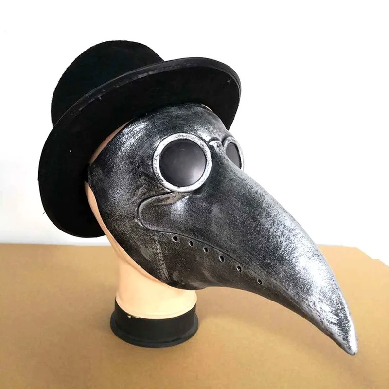 Halloween Plague Doctor Latex Mask Long Nose Beak Bird Crow Cosplay Steampunk Halloween Party Masks Accessories