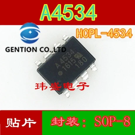 10PCS HCPL-4534 SOP-8 A4534 고속 광전 커플러 라이트 커플 링 100% 신규 및 기존