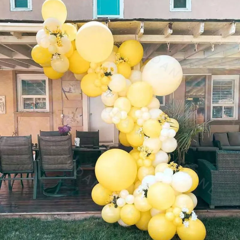 87pcs White Lemon Yellow Latex Balloon Set Wedding Garland Arch Kit Baby Shower Kids Birthday Party Decoration Wedding Globos