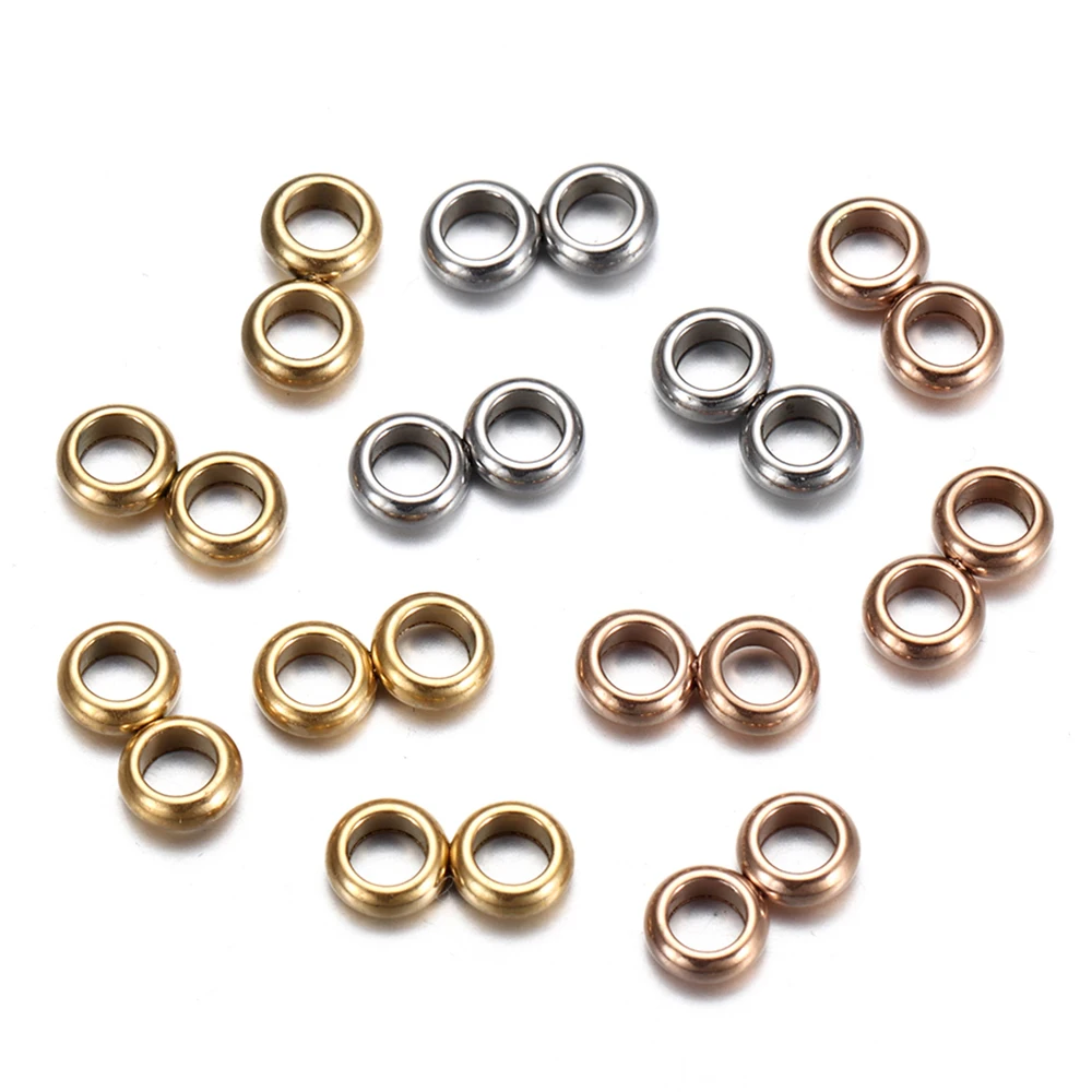 10pcs Stainless Steel 3mm Double Hole Spacer Metal Beads DIY Adjustable Wax Thread String Bracelet  Jewelry Making Accessories