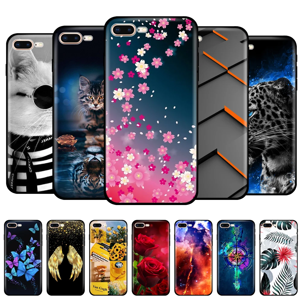 For iphone 7 8 Case Back Phone Cover For Apple iPhone 7 8 plus Fundas Silicon Soft Protective Bumper Coque black tpu case