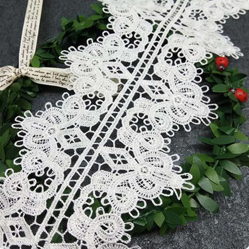 GXINUG 1 yard 10.5cm Water Soluble Milk Silk Flower Lace  Trim Ribbon Dress Applique Embroidered DIY Sewing Craft