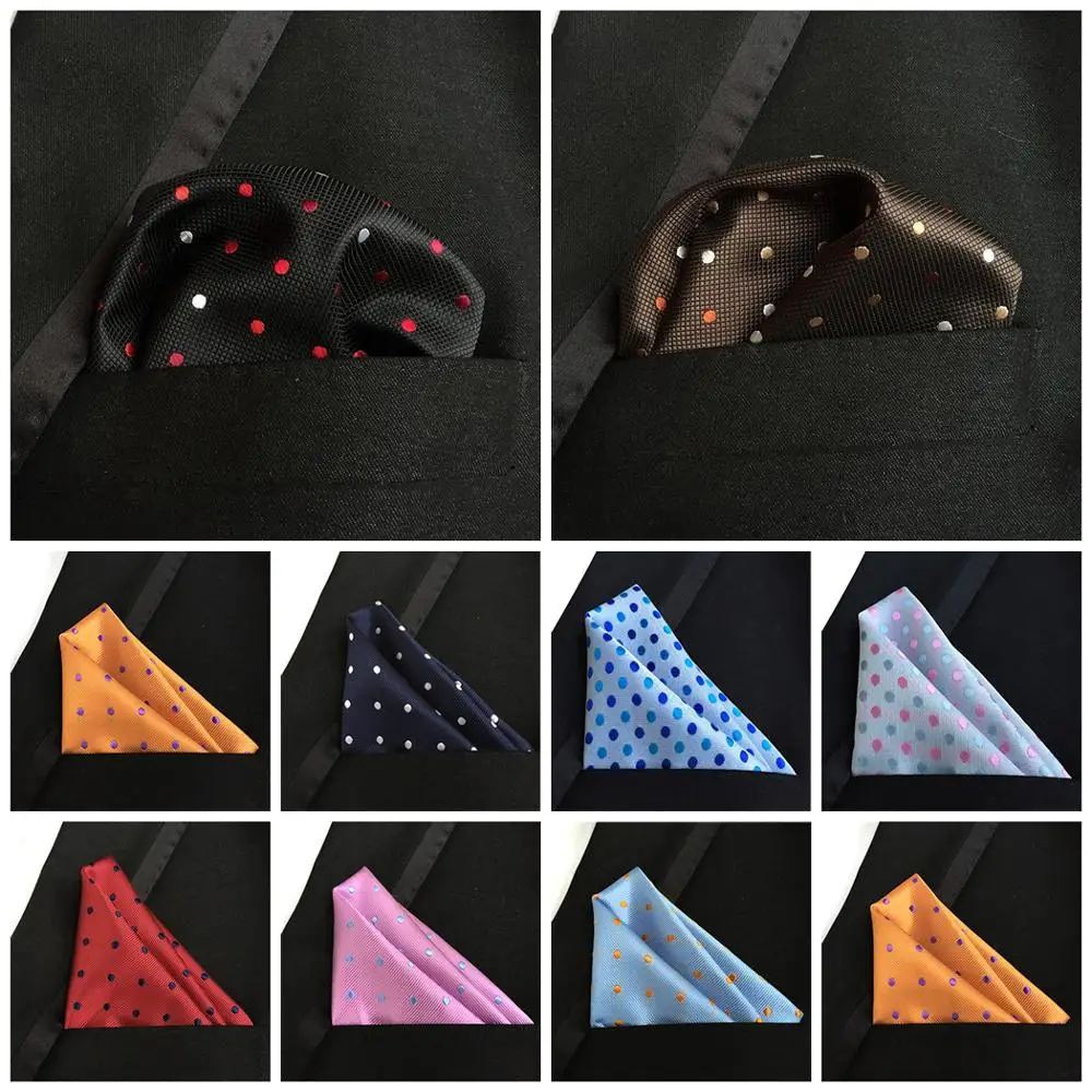 

25*25CM Men's Vintage Polka Dot Silk Handkerchief Pocket Square Fashion Men Hanky For Wedding Party Chest Towel