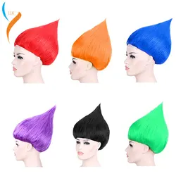 Perruque de cosplay de fête d'Halloween Trolls pour enfants et adultes, perruque de coquelicot, fournitures de fête costumée, cheveux