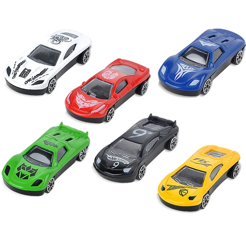 6 PCS Set Alloy Car Mini Coast Supercar Racing Bike Model Toy Inertia Vehicle Boys Toy Children Birthday Gift Metallic Sport Car