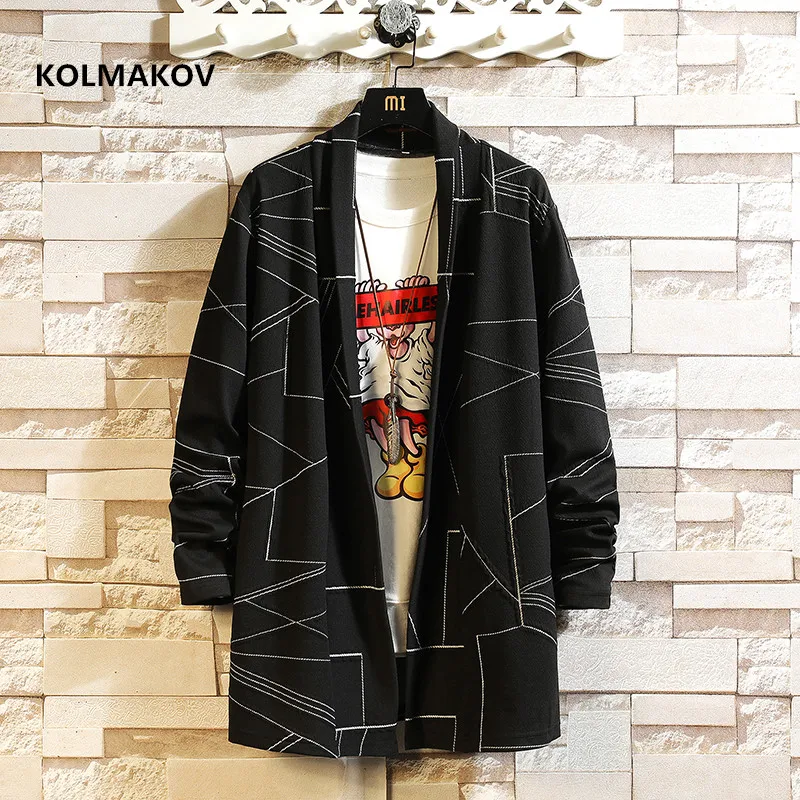 

KOLMAKOV 2021 new arrival autumn coat men shriped jackets men,men's smart casual open stitch trench coat,size M-6XL,7XL FY039