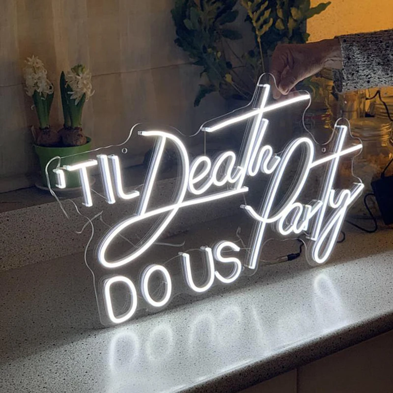 Til Death DO US Party  Custom Neon sign, Hands neon light sign, Hands Led neon sign, sign for wall, Neon Till Death Do Us Party