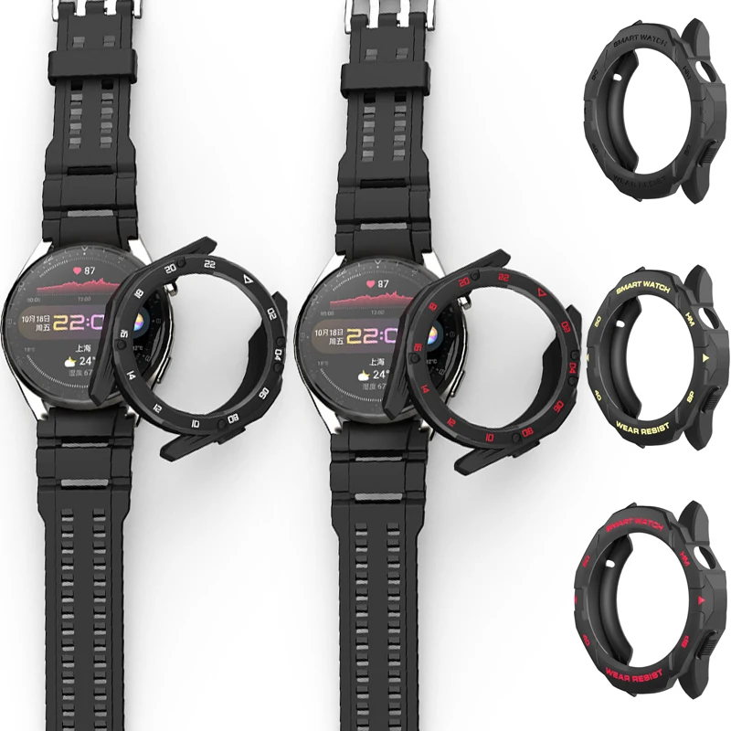 Funda protectora de borde completo para Huawei Watch 3/3 Pro, carcasa protectora de marco suave de TPU para reloj inteligente 3pro, correa de reloj deportivo, cubierta de parachoques