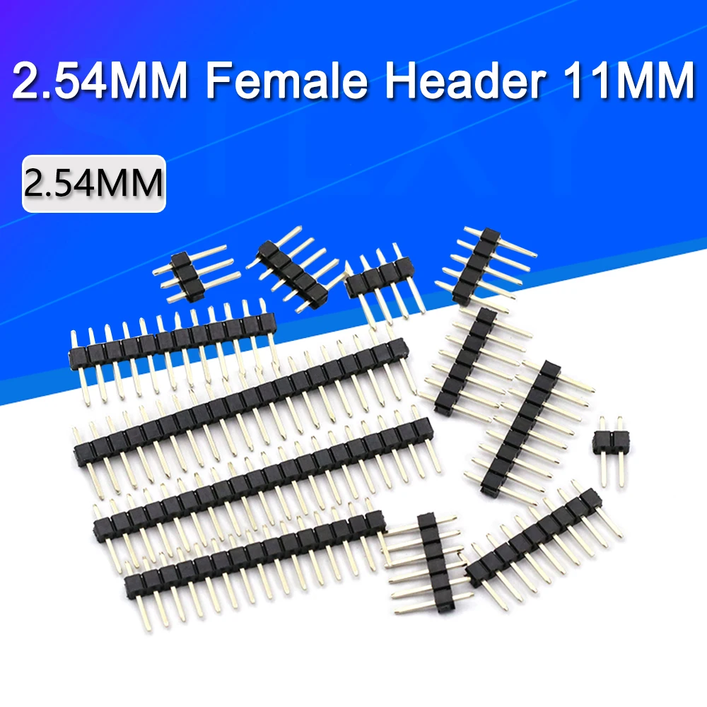 PCB 보드 핀 헤더 커넥터 스트립 핀헤더, 단일 행 수, 1/2x40P, 2.54mm, 50, 20, 10 개, 2, 3, 4, 5, 6, 8, 10, 12, 20 개 아두이노용 40 핀 