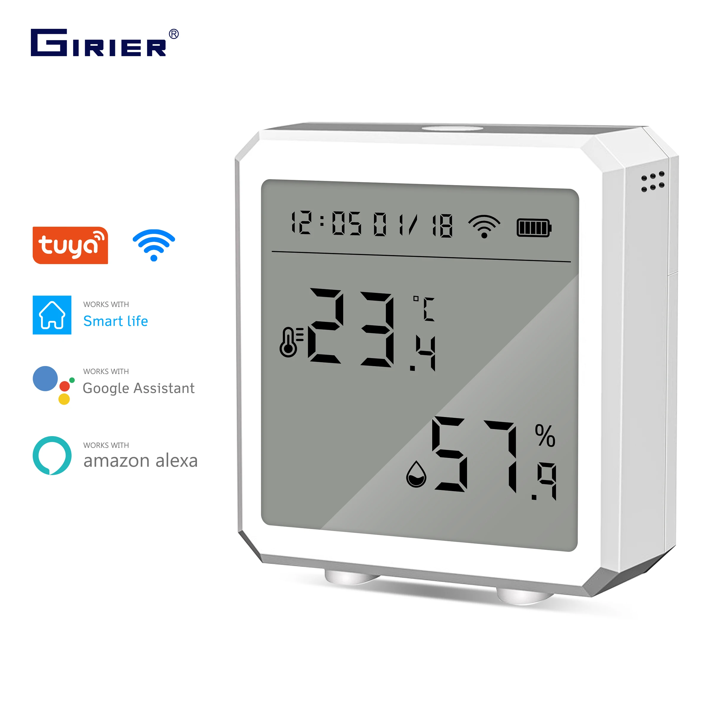 Tuya Wifi Temperature and Humidity Sensor Wireless Smart Thermometer Hygrometer Detector Works with Alexa Google Home Smart Life