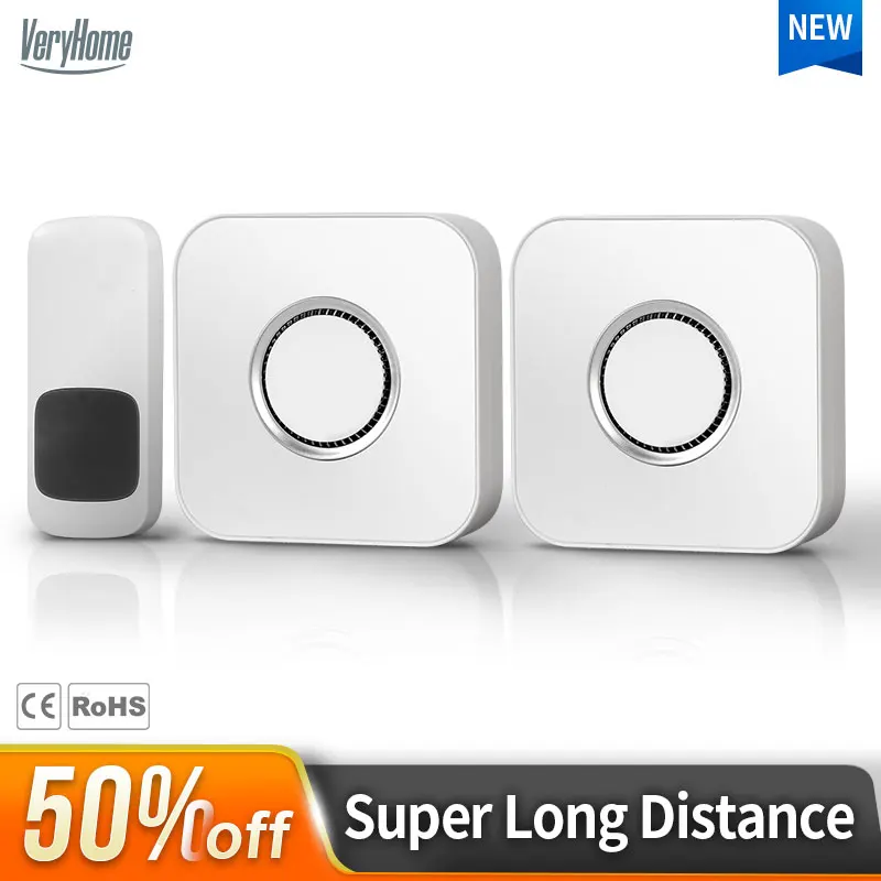 

VeryHome Wireless Doorbell Waterproof Super Long Distance Smart Door Bell Home Cordless Ring Dong Chime timbre calling