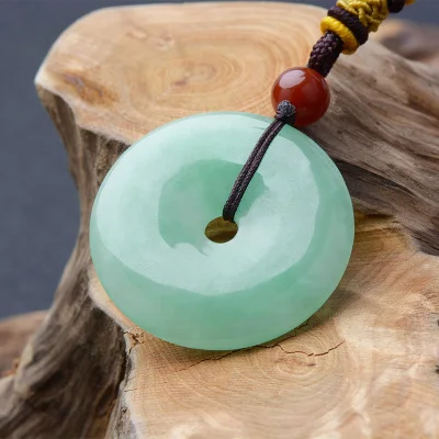 Zheru Jewelry Natural Burmese Jade A Light Color Donut Pendant Necklace Jewelry Best Gift