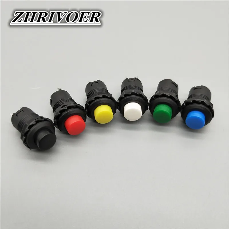 6Pcs 12mm Momentary Push button Switches 3A /125VAC 1.5A/250VAC Self-locking/Self-reset Push Button Switch mini plastic button