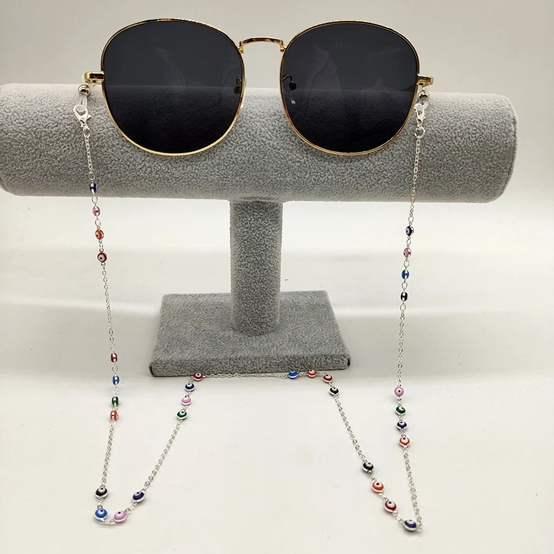 Eyeball Beaded Eyeglass Chain for Women Colorful Evil Eye Necklace Sunglasses Strap Cord Mask Lanyard