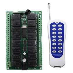 DC 12V 24V 16 Channels 16CH RF Wireless Remote Control Switch Remote Control System Receiver Transmitter 16CH Relay 433 MHz