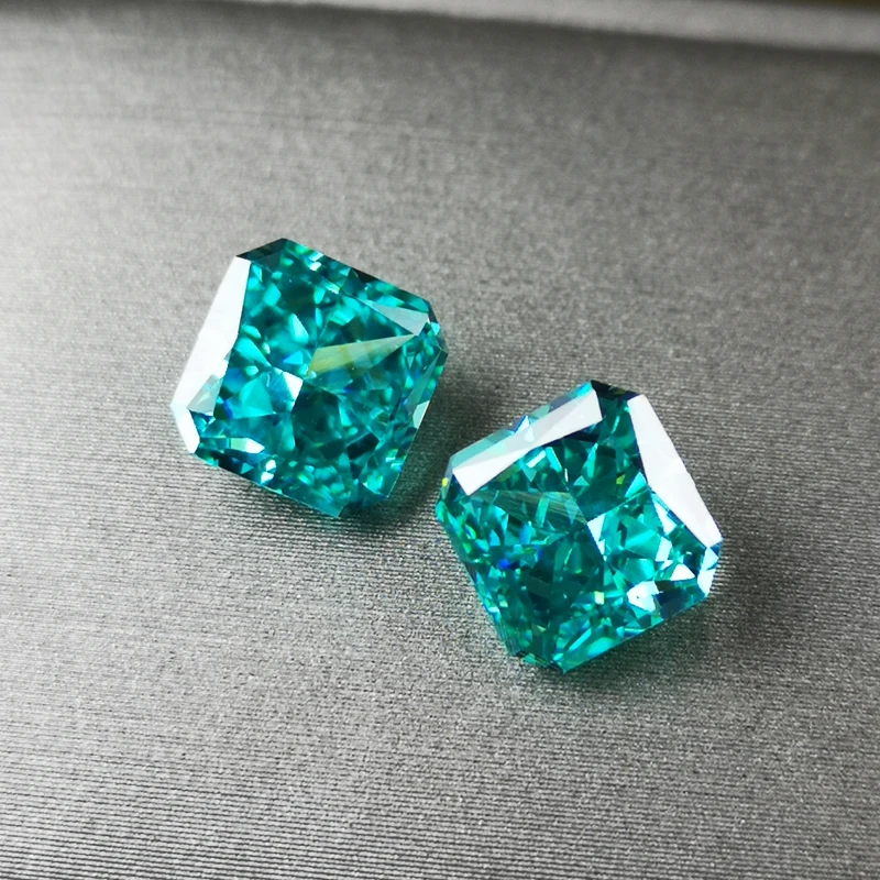 Square Green Paraiba Tourmaline Radiant cut top quality beads loose fancy vivid white stones for jewelry making CZ DIY