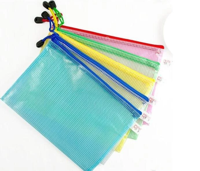 Grid Zipper Archival Bag Multi Color Folders Waterproof Plastic File Pocket Student Stationery Filing Supplies