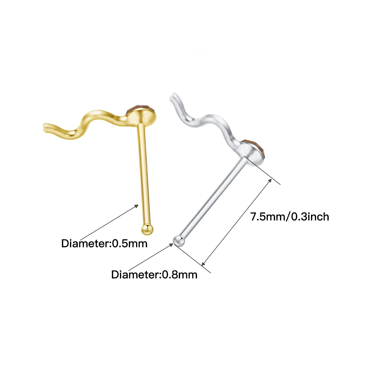 2021 Designed Snake Shape Nose Studs Trendy Nose Piercing Body Jewelry Pircing Nariz Joyería Corporal