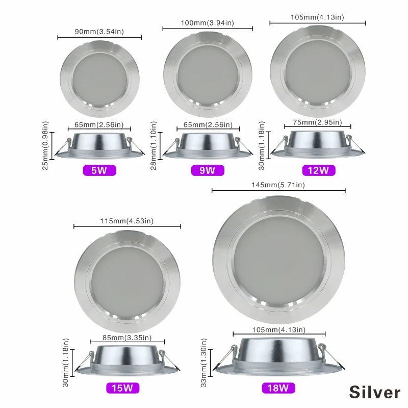 10 pz/lotto Led Down light 5W 9W 12W 15W 18W 220V plafoniera da incasso Down Light Round Led Panel light Spotlight illuminazione interna