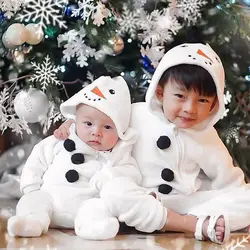 Christmas Baby Clothes Snowman Fleece Girl Boys Rompers Autumn Winter Warm Newborn Xmas Outfits Kids Costume Infant Jumpsuit