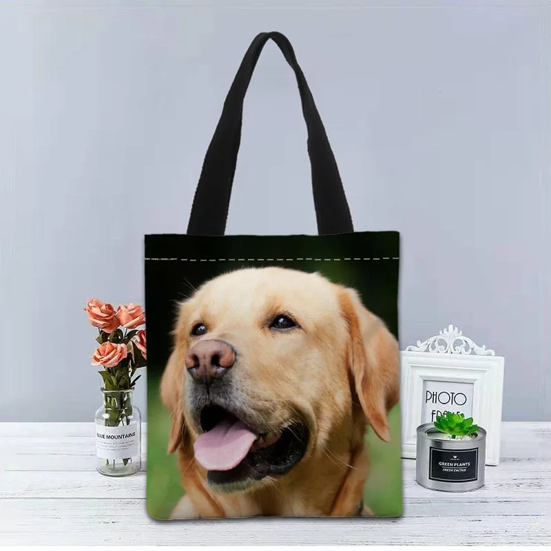 

Labrador Dog Handbag Foldable Shopping Bag Reusable Eco Large Unisex Canvas Fabric Shoulder Bags Tote Grocery Cloth Pouch 1208