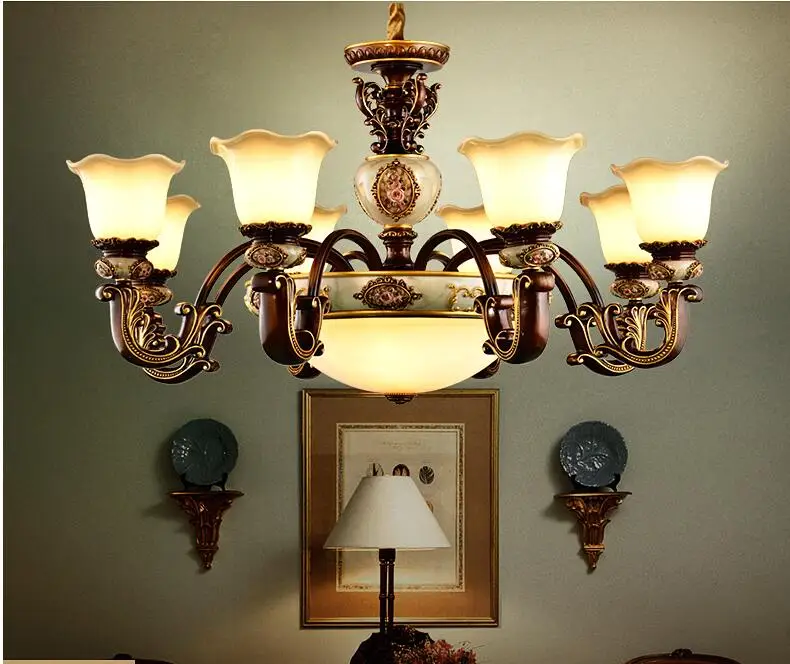 

Luxury European chandelier living room American retro bedroom dining room classical combination lamp