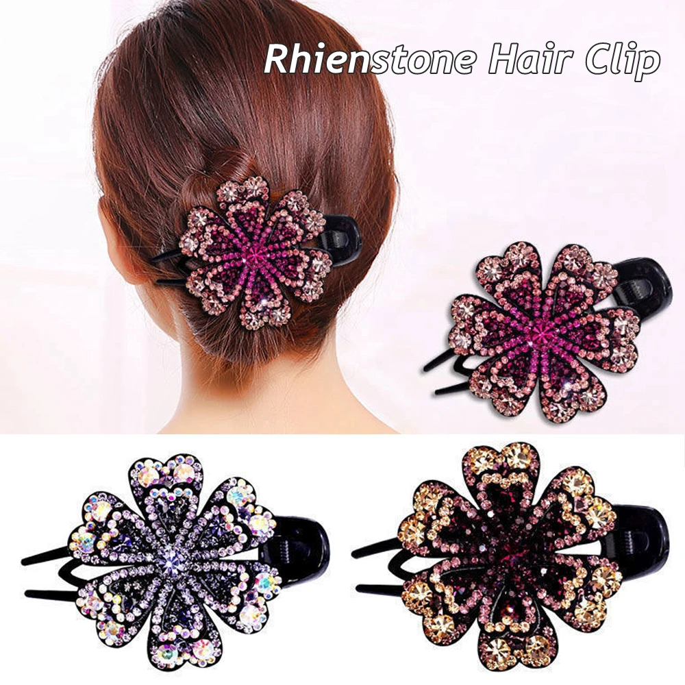 2022 New Hot Crystal Hairpin Women Hairclip Top Side Clip Rhinestones Duckbill Clip Hair Jewelry Wedding Girl Hair Styling Tools