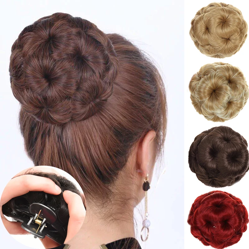 DIANQI Synthetic Bride hair flower ring bun small bundle curly wig women wig diamond makeup