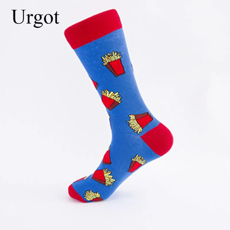 Urgot-Meias Maré Casual Masculina, 5 Pares, Grandes, Grandes, Tamanhos Grandes, 44,45,46, Algodão, Padrões Gourmet, Novo