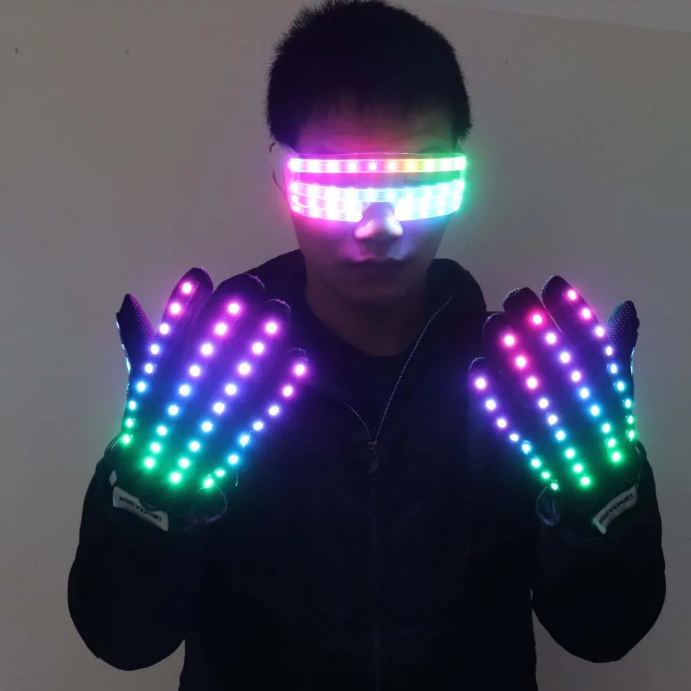 Flashing Gloves Glow 360 Mode LED Rave Light Finger Lighting Mitt Party Supplies Glowing Up Glove Glasses Party Decor