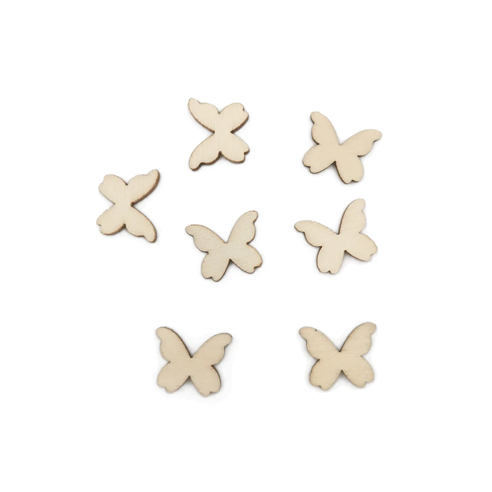 100pcs 10mm Wooden Butterflies Craft Embellishments MDF Wooden Cutout Scrapbooking for DIY Art Wedding Decoration