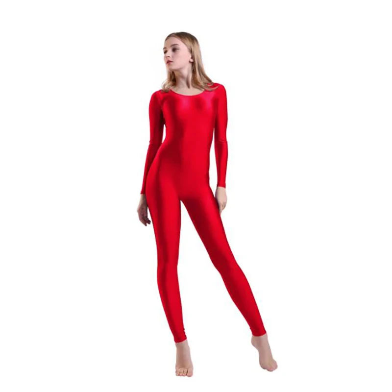 Speerise Women\'s Long Sleeve Scoop Neck Unitard Female Spandex Full Body Bodysuit for Dance Gymnastic Costumes Girls Jumpsuit