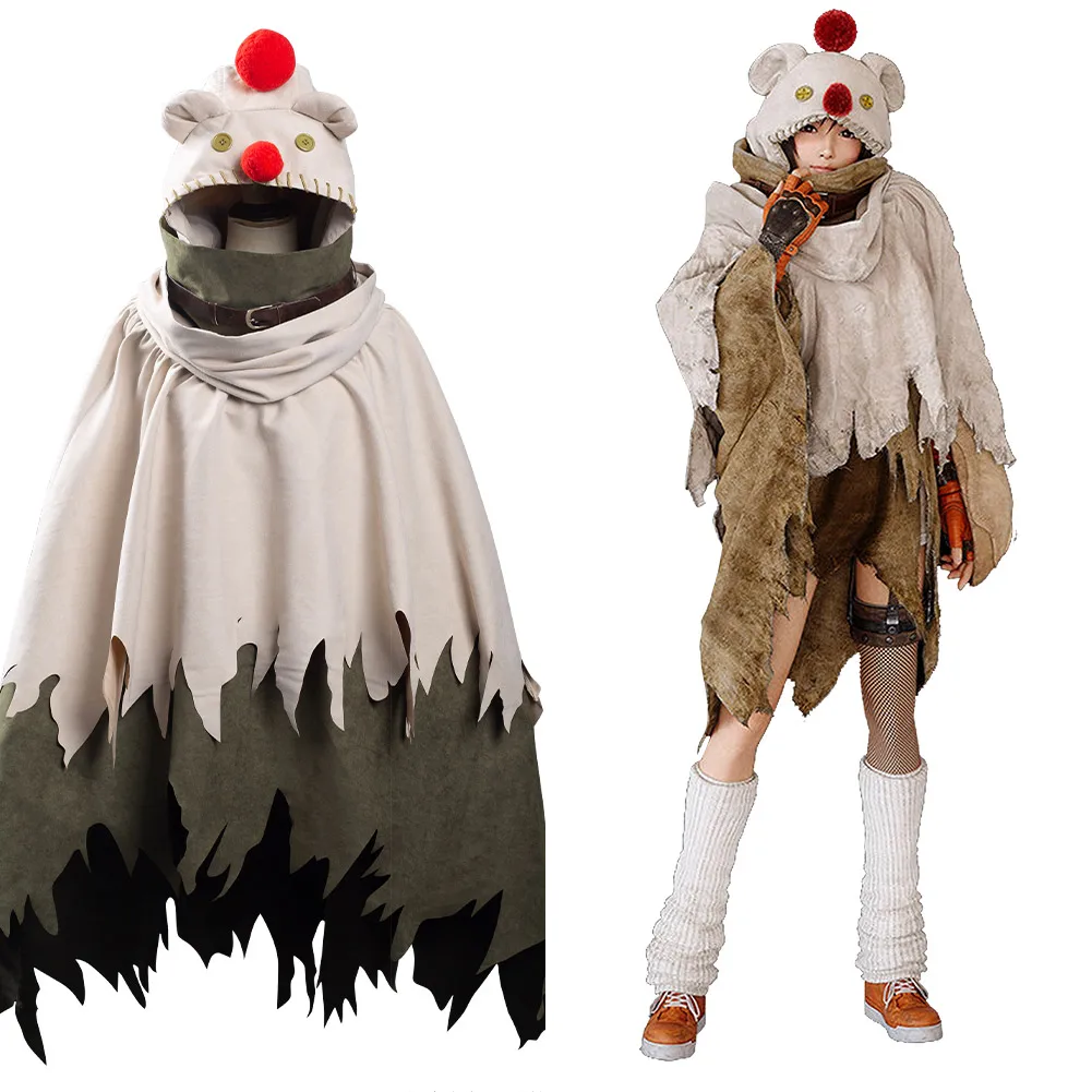 Final Fantasy VII Remake Cosplay Intergrade Yuffie Kisaragi Moogle Cape Cloak + Scarf Cosplay Costume Halloween Carnival Suit