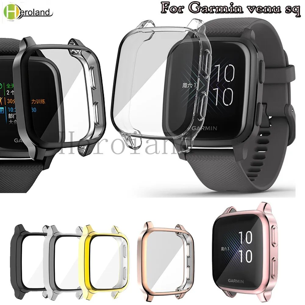 Full Protective Case Cover Shell For Garmin Venu SQ / venu sq music SmartWatch screen protector Accessories Plating soft TPU