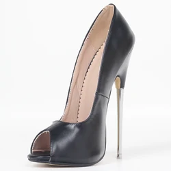 JIALUOWEI 7 Inch High Heel Peep Toe Stiletto Pumps Sizes 36-46