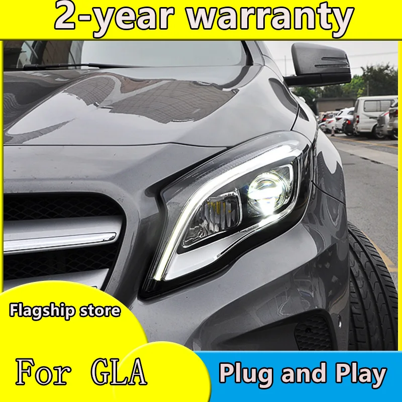 Car Styling LED Head Lamp For Benz GLA 200 220 260 2015-2019 Headlights ALL LED Headlight Daytime Running Light DRL Bi-LED LENS