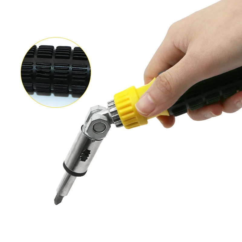 Multifunctional 180 Degree Adjustable Ratchet Screwdriver Magnetic 1/4 Inch Hex Wrench Screwdriver Sockets