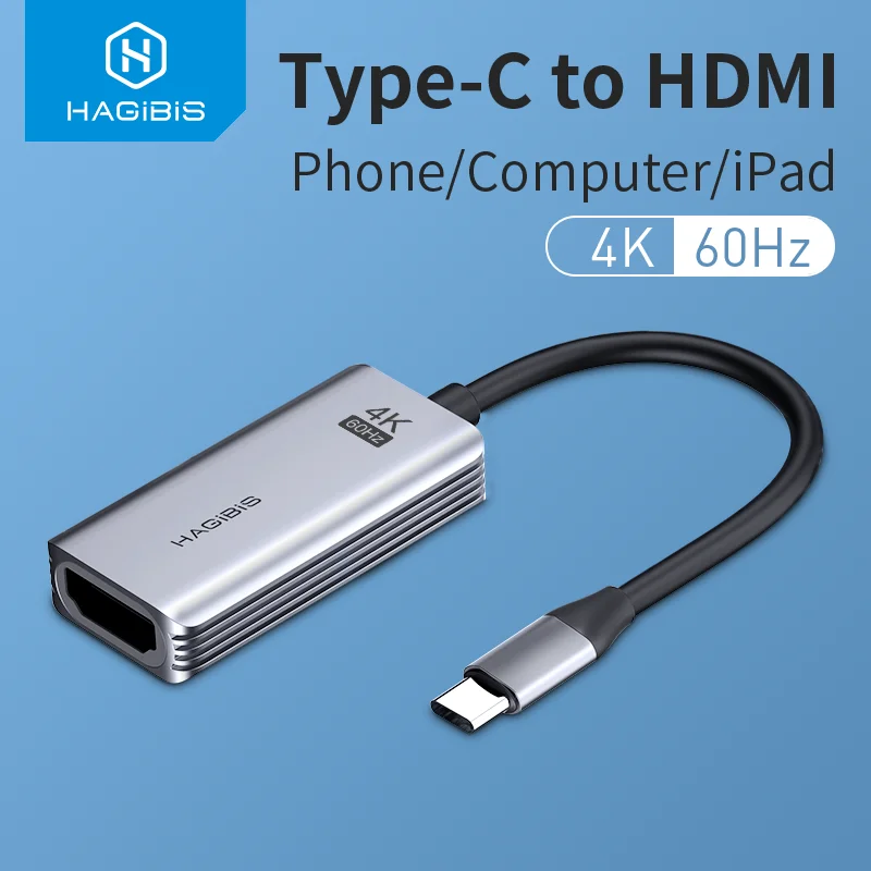 

Адаптер Hagibis USB C к HDMI, 4K 60 Гц/30 Гц, кабель Type C HDMI для MacBook Pro Air iPad Pro Pixelbook XPS Galaxy Thunderbolt 3