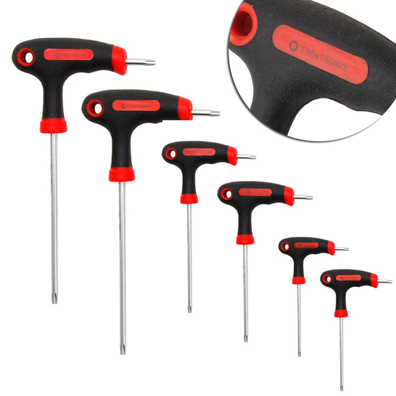 T10/T15/T20/T25/T30/T40 T-Handle Grip Torx & Hex Allen Key tool Universal Quick Snap Adapter Chrome Vanadium Steel Screwdriver D