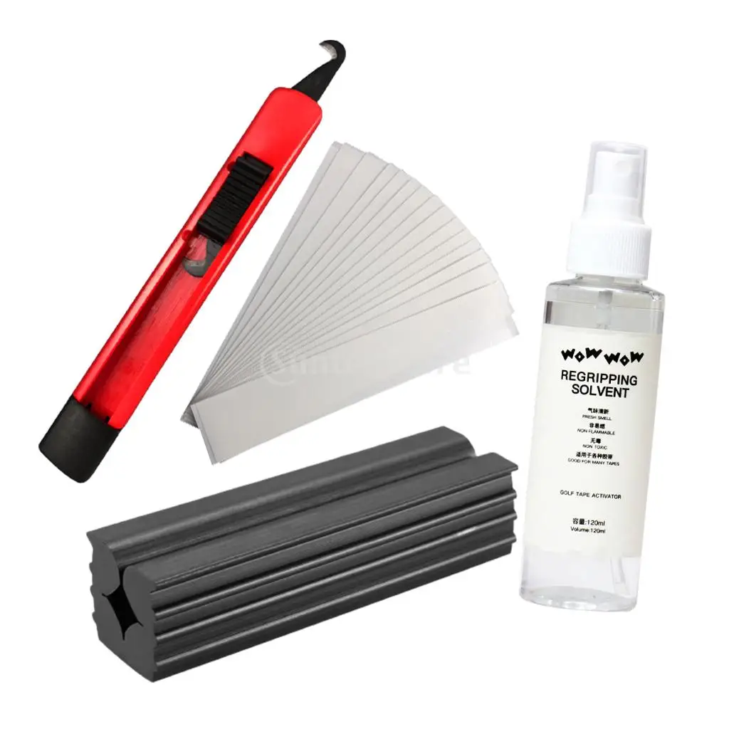 Complete Golf Grip Kit for Golf Club Regripping Tape Strips, Rubber Vice Clamp, 4oz Solvent and Grip Remover Removing Tools